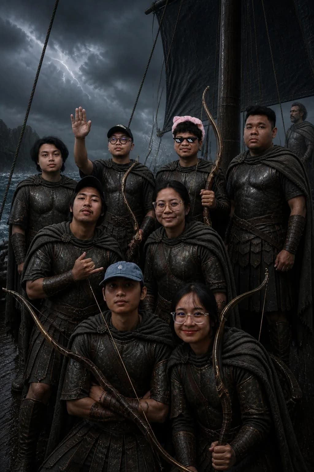 Foto AI grup besar dengan beragam tema petualangan, variasi 3