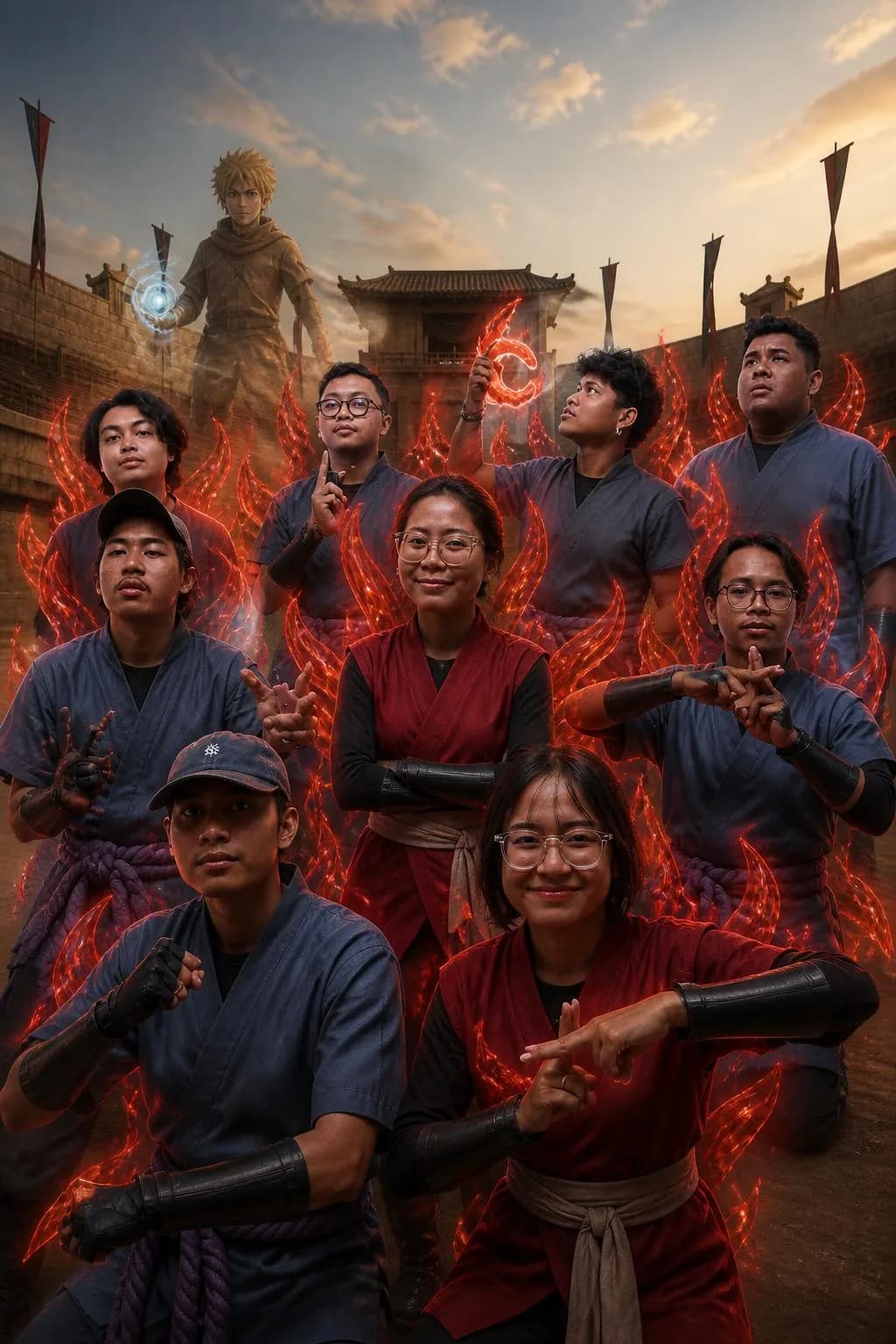 Foto AI grup besar dengan beragam tema petualangan, variasi 9