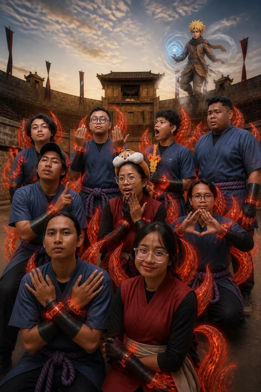 Foto AI grup besar dengan beragam tema petualangan, variasi 11