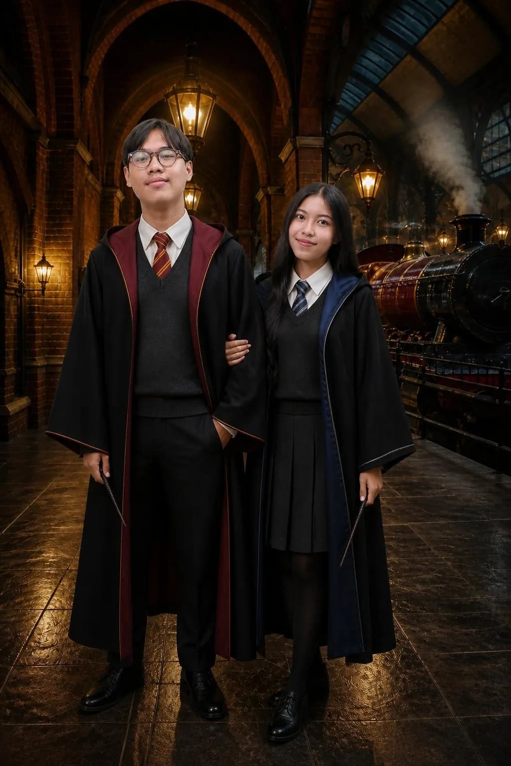 Foto AI couple dengan tema fantasi, variasi 1