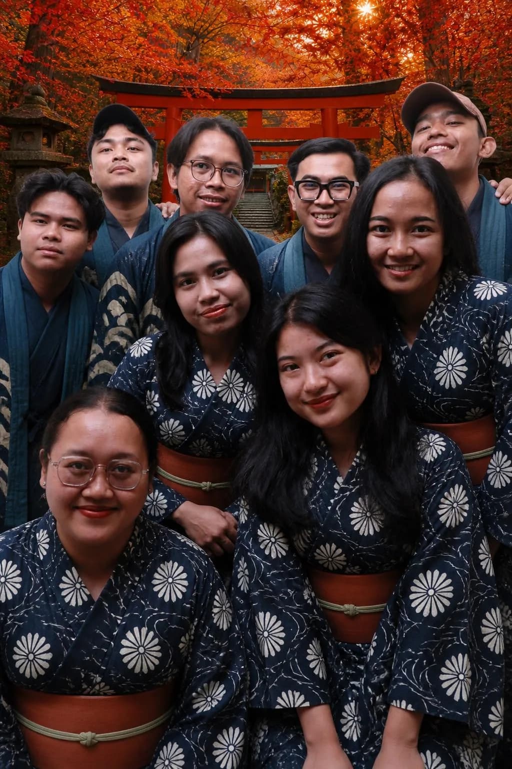 Foto AI grup besar dengan tema liburan dan budaya, variasi 6