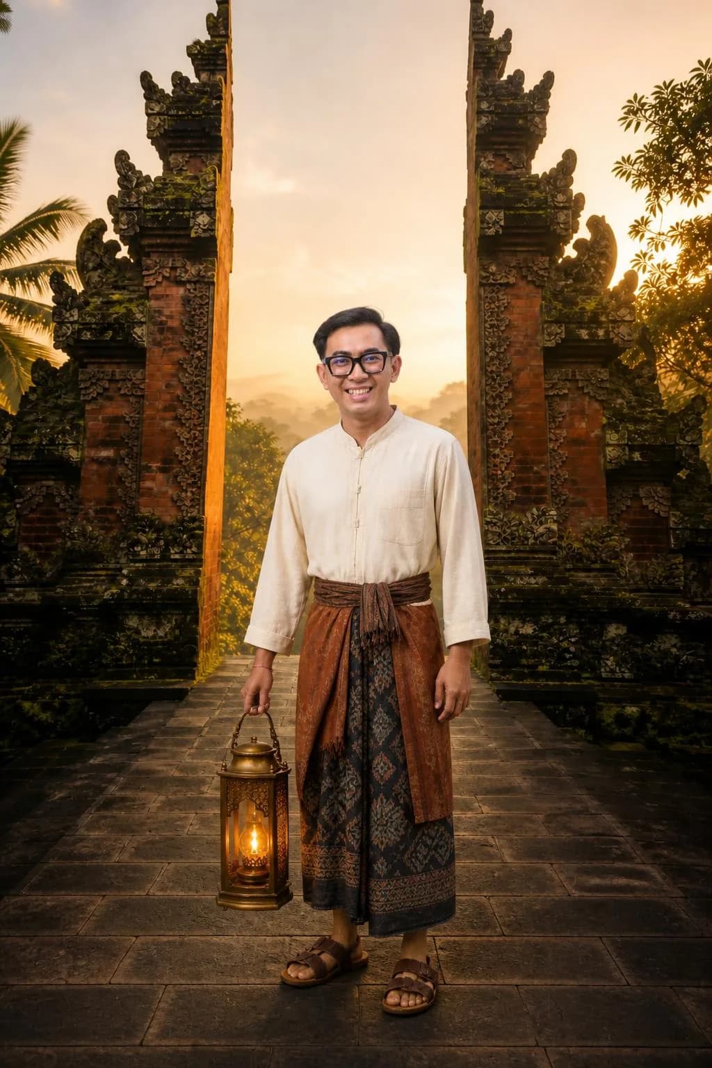 Potret AI solo dengan busana formal dan tradisional, variasi 7